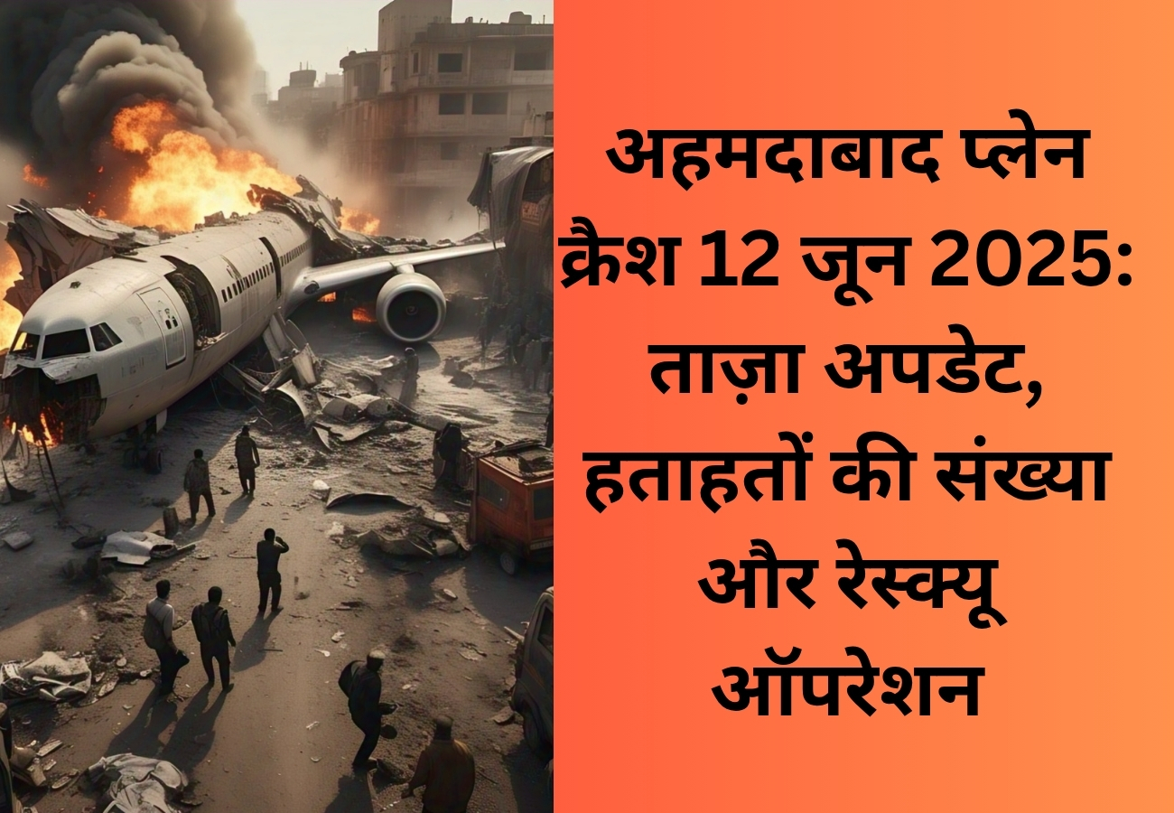 अहमदाबाद प्लेन क्रैश 12 जून 2025: ताज़ा अपडेट, हताहतों की संख्या और रेस्क्यू ऑपरेशन
